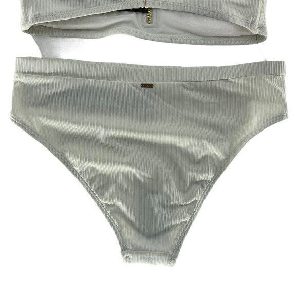 XOXO Womens White Ribbed Bikini Size S - Picture 7 of 7